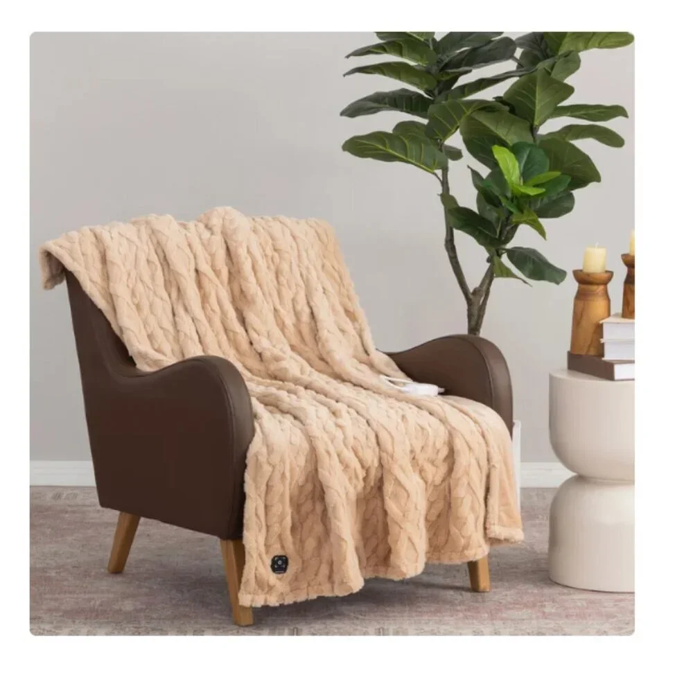 Berkshire Heated Luxe Faux Fur Throw Blanket, 50